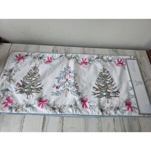 Rachel ashwell beaded tree‎ pink ribbon breast cancer table runner Xmas blue